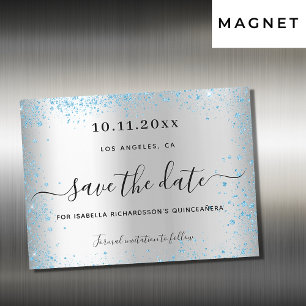 Quinceanera argent bleu enregistrer la carte magné