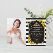 Quinceanera Avec Photo - Invitation Sunflower (Debout devant)