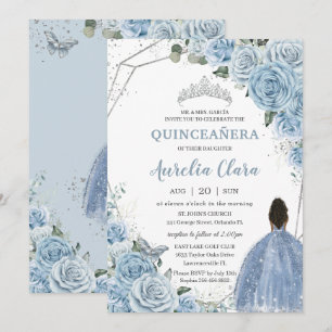 Quinceañera Baby Blauw Bloemen Bruin Prinses 15e Kaart