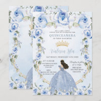 Quinceañera Baby Blauw Bloemen Prinses Jurk Goud