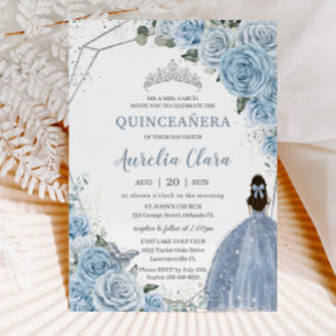 Quinceañera Baby Soft Blue Floral Princess 15 Años Kaart