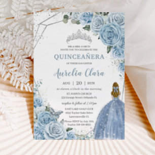 Quinceañera Baby Zacht Blauw Bloemen Prinses 15 16 Kaart