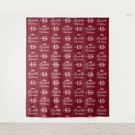 Quinceanera Backdrop Stap en Herhaal Wandkleed (Voorkant)
