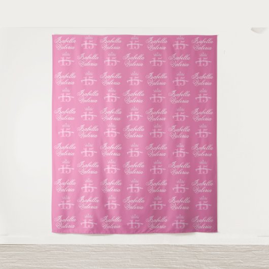 Quinceanera Backdrop Stap en Herhaal Wandkleed (Voorkant)