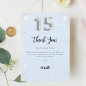 Quinceanera bébé bleu argent carte de remerciement