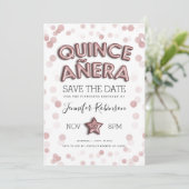 Quinceañera Bewaar de datum Roos Gold Glitter Kaart (Staand voorkant)