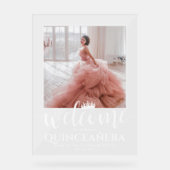 Quinceañera Bienvenue & Merci Chic Photo Moderne (Recto)