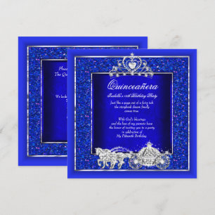 Quinceanera Birthday Horse Carriage Royal Blue Kaart