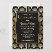 Quinceañera Birthday Party Gatsby Art Deco Gold Kaart (Voorkant)