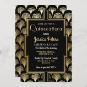 Quinceañera Birthday Party Gatsby Art Deco Gold Kaart (Voorkant / Achterkant)