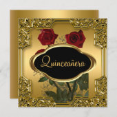 Quinceanera Birthday Party Gold Kaart (Voorkant / Achterkant)