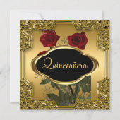 Quinceanera Birthday Party Gold Kaart (Voorkant)