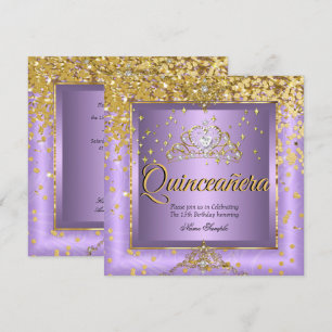 Quinceanera Birthday Party Gold Lavender Paars Kaart