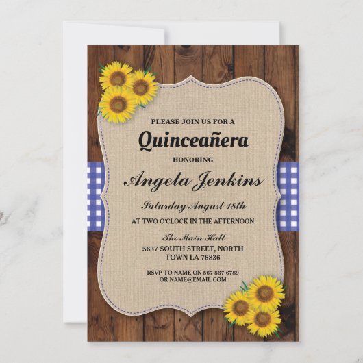 Quinceanera Birthday Party Sunflower BBQ Invite Kaart (Voorkant)