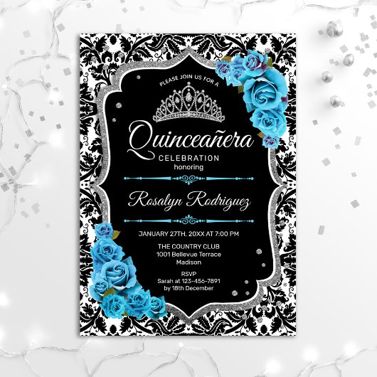 Quinceanera - Black Blue Silver Kaart