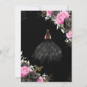 Quinceañera Black Dress Fuchsia Floral Princess Kaart (Achterkant)