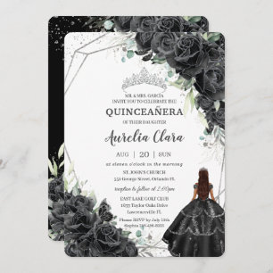Quinceañera Black Floral Rozen Brown Tan Princess Kaart