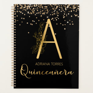 Quinceanera Black Gold A Monogram Carnet Planner