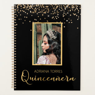 Quinceanera Black Gold Photo Notitieboek Planner