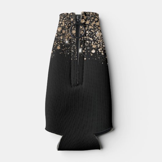 Quinceanera black gouglitter monogram flesjeskoeler (Achterkant)