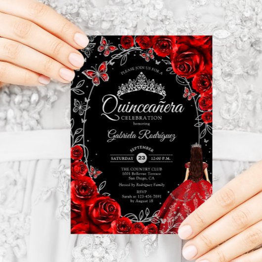Quinceanera Black Red Silver Kaart