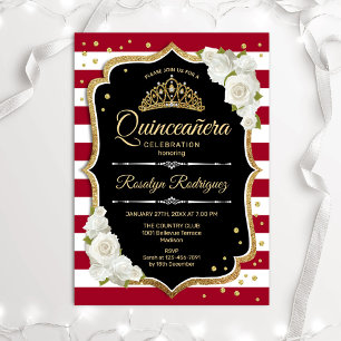 Quinceanera - Black Red White Gold Kaart