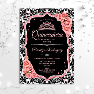 Quinceanera - Black Roos Gold Kaart