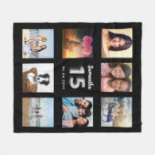 Quinceanera Black Silver Collage name Fleece Deken (Voorkant (Horizontaal))