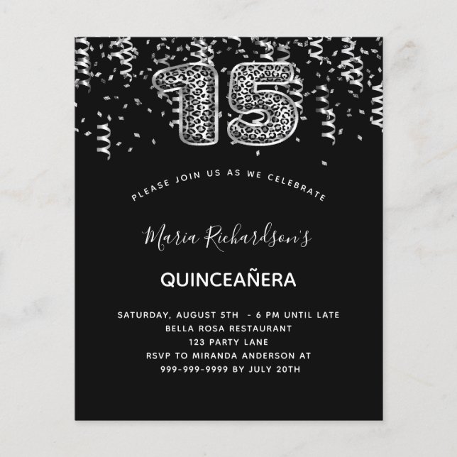 Quinceanera Black Silver Lopard (Voorkant)