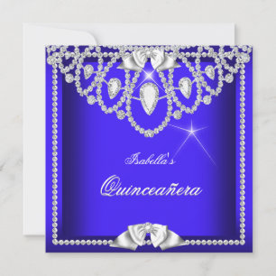 Quinceanera Blauw Zilver Diamant Feest 15e 3 Kaart