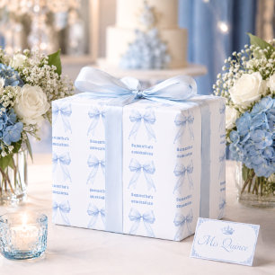 Quinceanera blauwe strik wit inpakpapier vel