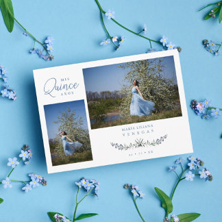 Quinceañera Blauwe Trendy Takken Español 2 Foto's Kaart