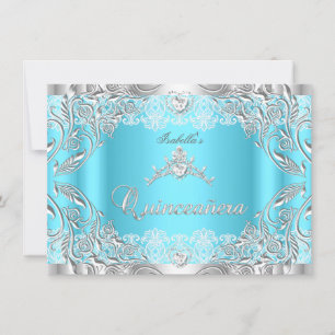 Quinceanera Blauwe Zilveren Diamanten Tiara 15de F Kaart