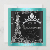Quinceanera Blauwgroen Blue Glitter Tiara Eiffel T Kaart (Voorkant)