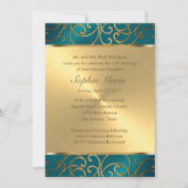 Quinceanera Blauwgroen Blue Green en Gold Filigree Kaart (Voorkant)