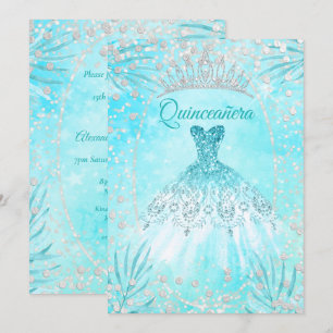 Quinceanera Blauwgroen Blue Tiara Dress winter Bir Kaart