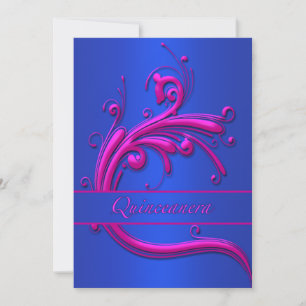Quinceanera Bleu rose 15e anniversaire Invitation