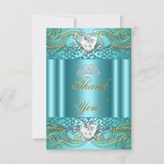 Quinceañera Bleu Sarcelle Or Merci (Devant)