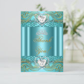 Quinceañera Bleu Sarcelle Or Merci (Debout devant)