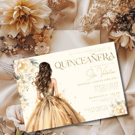 Quinceañera Bloemen Gouden Jurk Champagne Gown Kaart