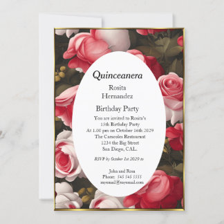 Quinceanera bloemen rode witte rozen Birthday Kaart