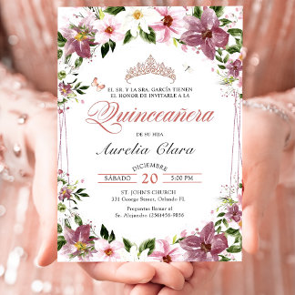 Quinceañera Bloemenvlinders Spaans Kaart