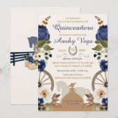 Quinceanera Blue Charra, Aquarelle Invitation (Devant / Derrière)