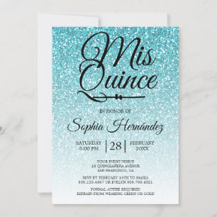 Quinceañera Blue Glitter 15e verjaardag Kaart