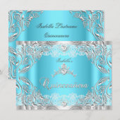 Quinceanera Blue Silver Diamond Tiara 15e partij 2 Kaart (Voorkant / Achterkant)