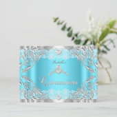 Quinceanera Blue Silver Diamond Tiara 15e partij 2 Kaart (Staand voorkant)