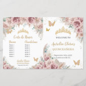 Quinceañera Blush Bloemen Pampas Padrinos Programm (Voorkant)