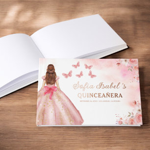 Quinceañera Blush Floral Princess Butterflies Gold