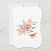 Quinceañera Blush Pink Butterfly w Bloemen in Goud Kaart (Achterkant)