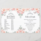 Quinceañera Blush Pink Floral Butterflies Programm (Achterkant)